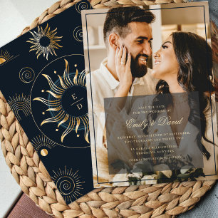 Celestial Navy Golden Monogram Photo Overlay Spara Datumet