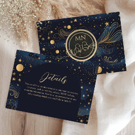 Celestial Navy Guld Bröllopsdetaljer Tilläggskort