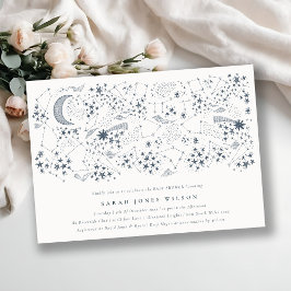 Celestial Navy Starry Night Måne Baby Shower Inbjudningar