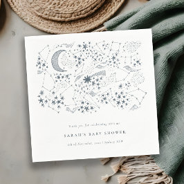 Celestial Navy Starry Night Måne Baby Shower Pappersservett