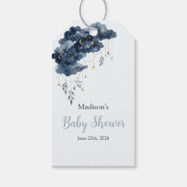 Celestial Navy Watercolor Cloud Baby Shower Presentetikett