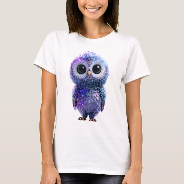 Celestial Nebula Galaxy Owlet Women T Shirt (Framsida)