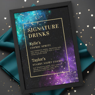 Celestial Nebula Starry Namnteckning Drinks Bröllo Poster