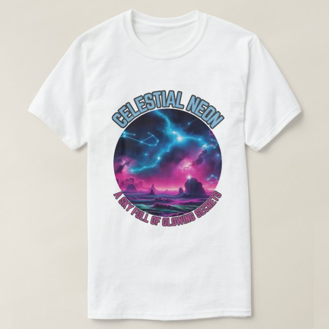 Celestial Neon - A himmel fullt av glödande hemlig T Shirt (Design framsida)