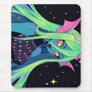 Celestial Neon Sjöjungfru - Kawaii Cosmic Siren Vi Musmatta