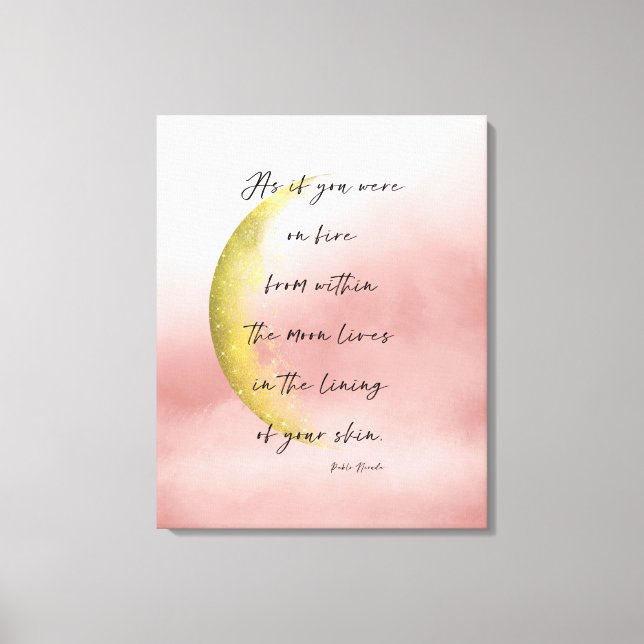 Celestial Neruda Poetry Stretched Kanvastryck (Framsida)