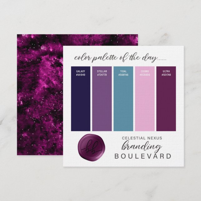 Celestial Nexus - Galax-tematisk färgpaletkort Inbjudningar (Fram/baksida)