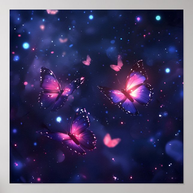 Celestial Night Butterfly Garden Poster (Framsidan)