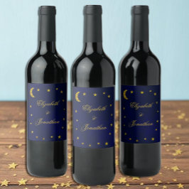 Celestial Night Himlar Bröllop Vinflaska Etikett