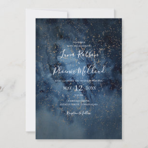 Celestial Night Himlar Guld alla på en Bröllop Inbjudningar