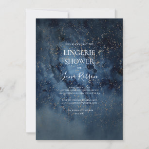 Celestial Night Himlar Guld Lingerie Shower Inbjudningar