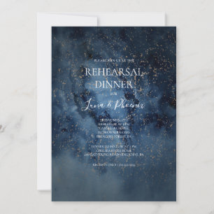 Celestial Night Himlar Guld Rehearsal Middag Inbjudningar