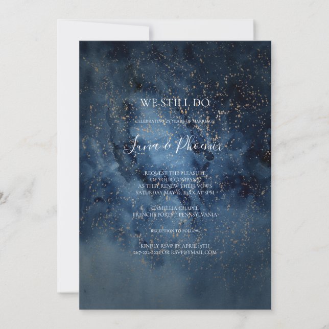 Celestial Night Himlar | Guld Vi gör fortfarande V Inbjudningar (Framsida)