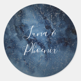 Celestial Night Himlar | Kuvertförseglingar i Silv Runt Klistermärke