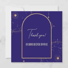 Celestial Night Himlar Navy Blue och Guld Bröllop Tack Kort