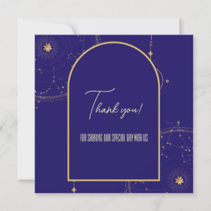 Celestial Night Himlar Navy Blue och Guld Bröllop Tack Kort