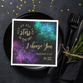 Celestial Night Himlar Rosa Teal Nebula Star Bröll Pappersservett