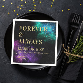 Celestial Night Himlar Rosa Teal Nebula Star Bröll Pappersservett