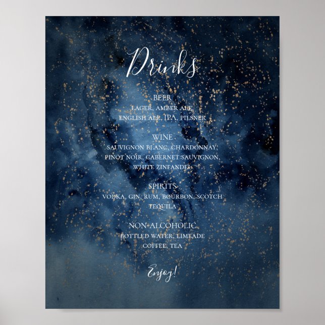 Celestial Night Himlar | Signering på menyn Guld-d Poster (Framsidan)