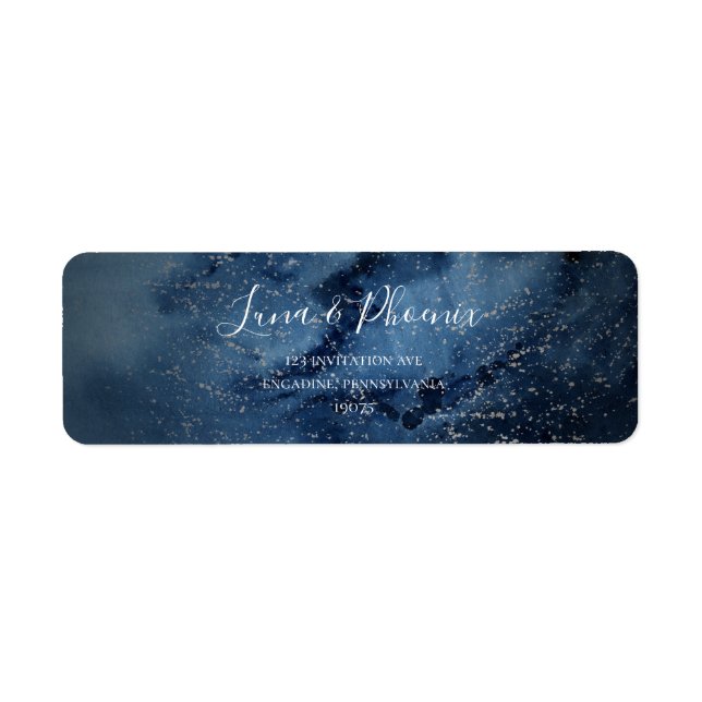 Celestial Night Himlar | Silver-adressetikett Returadress Etikett (Framsidan)