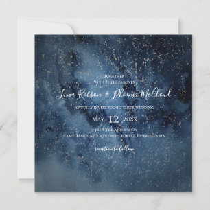 Celestial Night Himlar Silver-Bröllop Inbjudningar