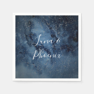 Celestial Night Himlar Silver Bröllop Napkins Pappersservett