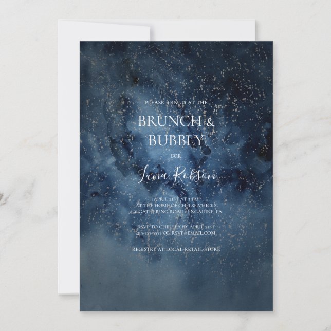 Celestial Night Himlar Silver Brunch och Bubly Inbjudningar (Framsida)
