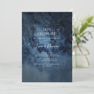 Celestial Night Himlar Silver Låt oss Celebrate Inbjudningar