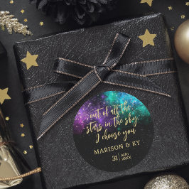 Celestial Night Himlar Space Nebula Guld Star Bröl Runt Klistermärke