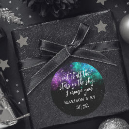 Celestial Night Himlar Space Nebula Guld Star Bröl Runt Klistermärke