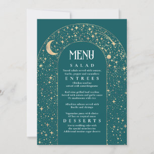 Celestial Night Himmel Stars Arch Teal Bröllop Men Inbjudningar