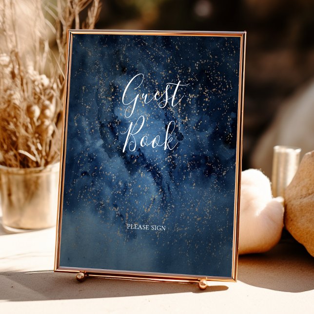 Celestial Night Sky | Guld Gästbokssida Poster (Skapare uppladdad)