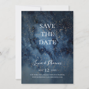 Celestial Night Sky Guld Save The Date Spara Datumet
