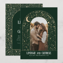 Celestial Night Stars Emerald Grönt Bröllop Photo