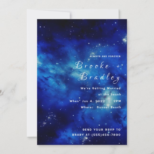 Celestial Ocean Galax Bröllop Inbjudningar (Framsida)