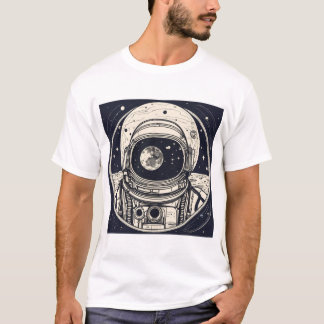 "Celestial Odyssey Tee: Astronaut Helmet & Planeta T Shirt