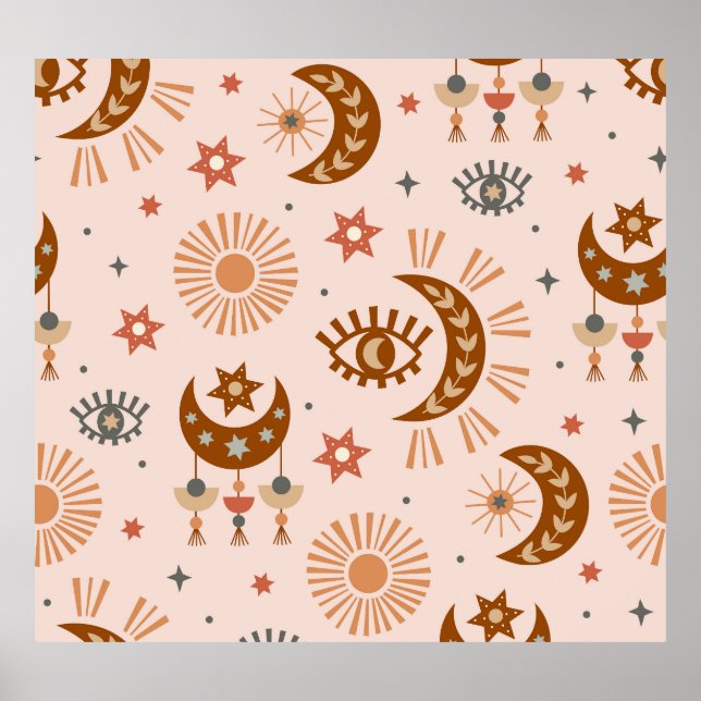 Celestial öga, måne, sol mönster. poster (Framsidan)