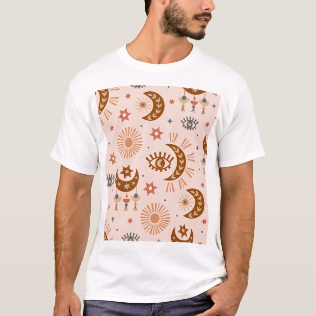 Celestial öga, måne, sol mönster. t shirt (Framsida)