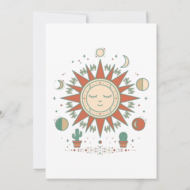 Celestial Öken Rund Sticker - Sol Måne Planet C Spara Datumet (Framsida)