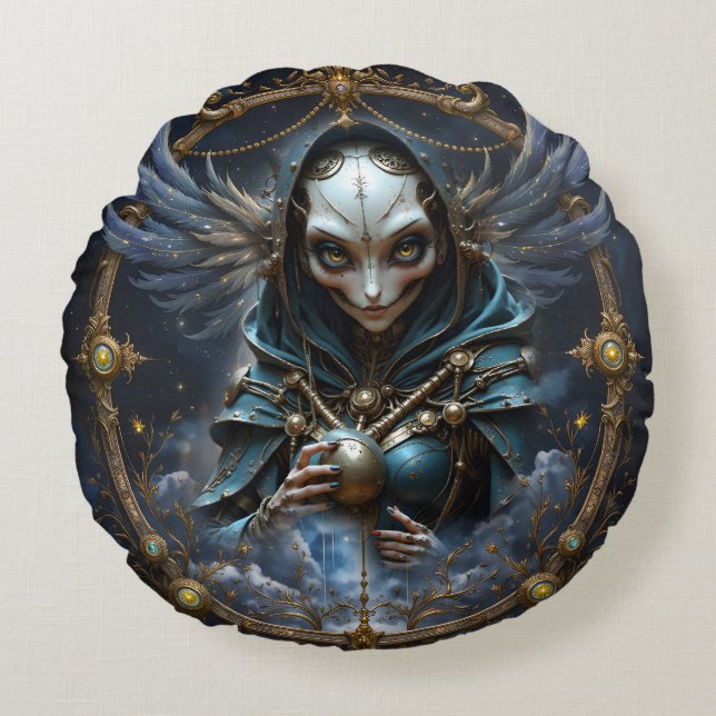 Celestial Oracle – Väktare Mellan Stjärnorna.  Rund Kudde (Framsidan)