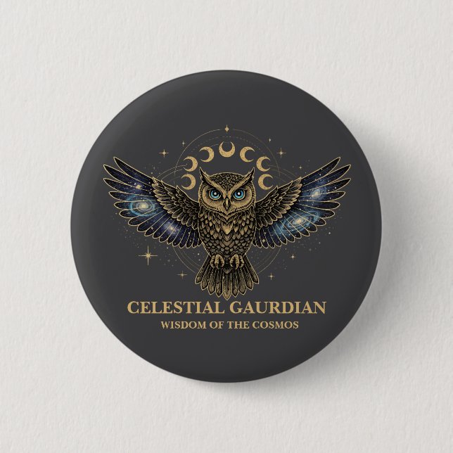 Celestial Owl Cosmic Guardian Knapp (Framsida)