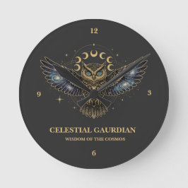 Celestial Owl Cosmic Guardian Rund Klocka