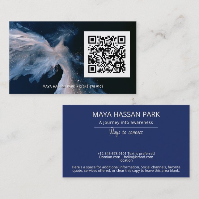 Celestial Passage | Winged Angel QR-kod Visitkort (Fram/baksida)