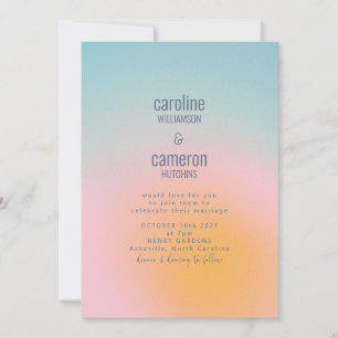 Celestial Pastel Blue Rosa Grainy Gradient Bröllop Inbjudningar