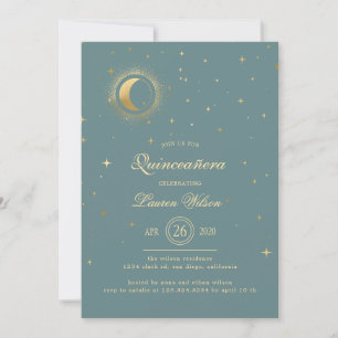 Celestial Pastel Guld Stars Quinceanera Inbjudningar