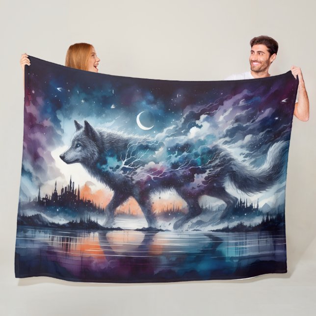 Celestial Pathways: The Moonwalker of Dusk Fleecefilt (På plats)