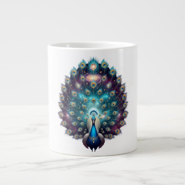 Celestial Peacock Cosmic Art Coffee Mugg Jumbo Mugg (Framsidan)