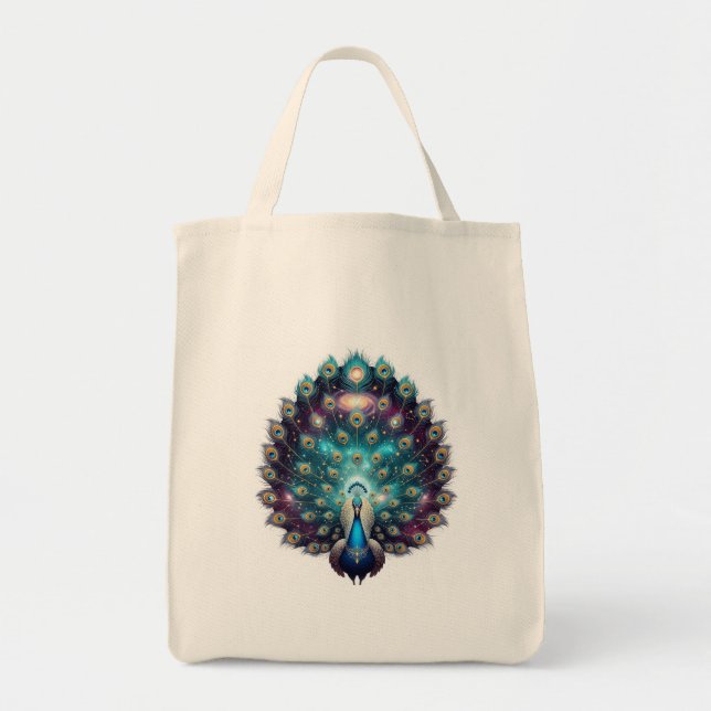 Celestial Peacock Dubbla-Sided Tote Bag Tygkasse (Framsidan)