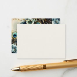 Celestial Peacock Feathers Elegant bröllop Tilläggskort