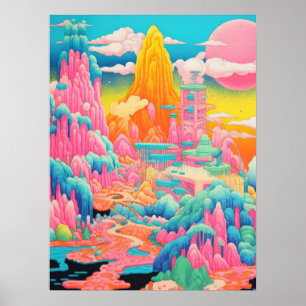 Celestial Peaks: En symfoni Färg Poster